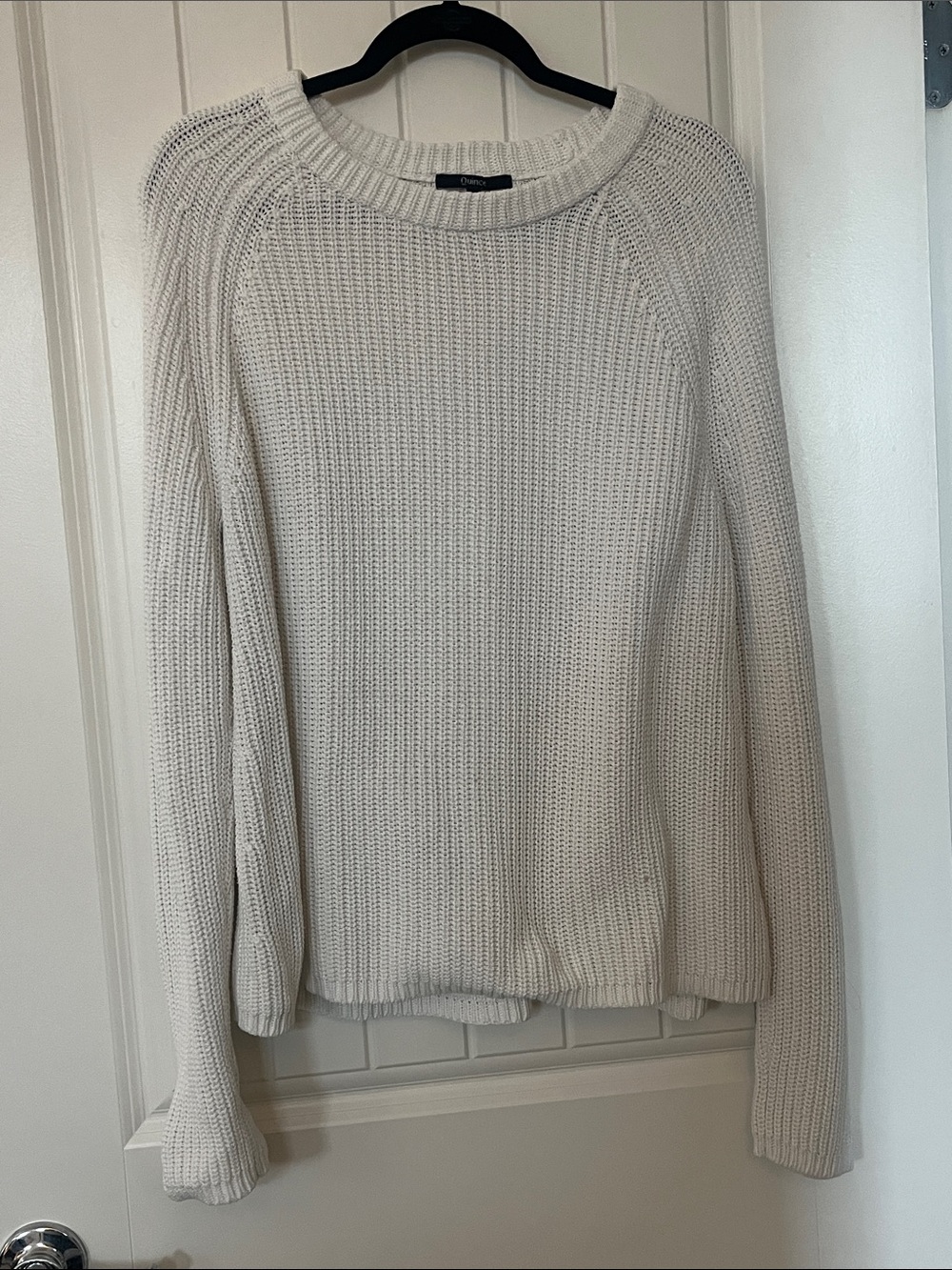 Quince Cream Ribbed Crewneck Sweater